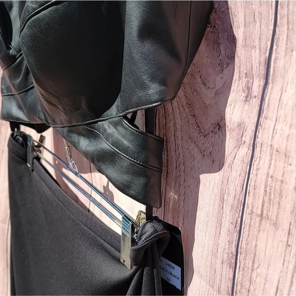 NWT La Femme Black Leather Crisscrossed 2 Piece Gown, Sz 10 - Picture 4 of 10